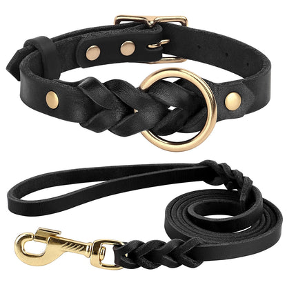 "I’m Fancy" - Pure Leather Dog Collar and Leash Set