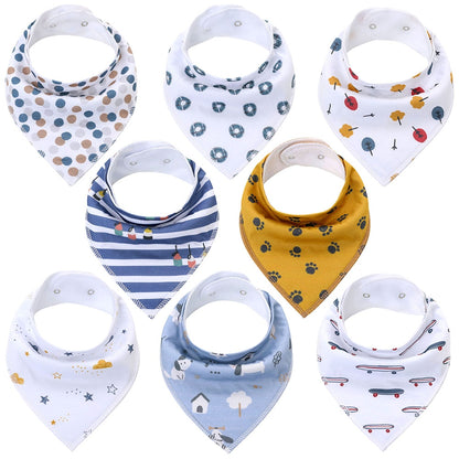 "I Eat Well" - 100% Organic Cotton Baby Bibs (set of 8)