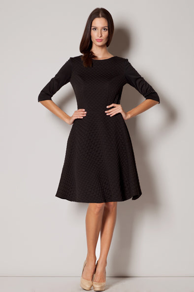 "My Wardrobe Staple Day Dress" - A-line Fitted Black Day Dress