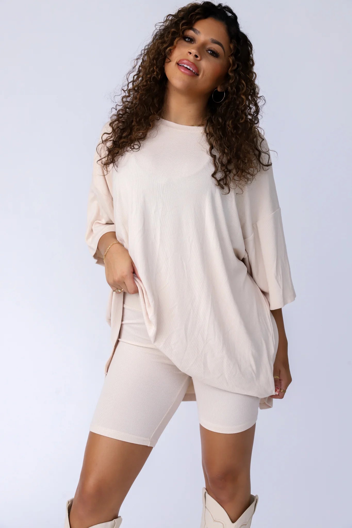 "My Casual Looks Good" - 2 Piece Lounge Blouse & Shorts Set