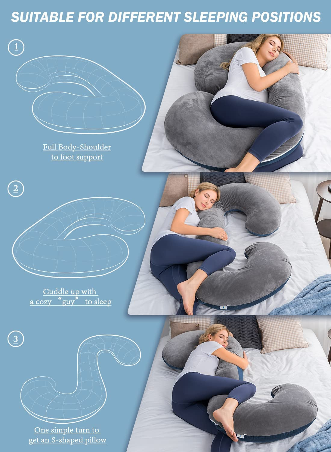 "I Deserve to Sleep Well" - Pregnancy Body Pillow (C-shape)