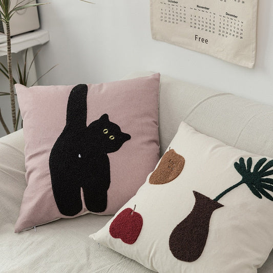 "Loud & Proud Cat Mom" - Embroidered Cushion Cover