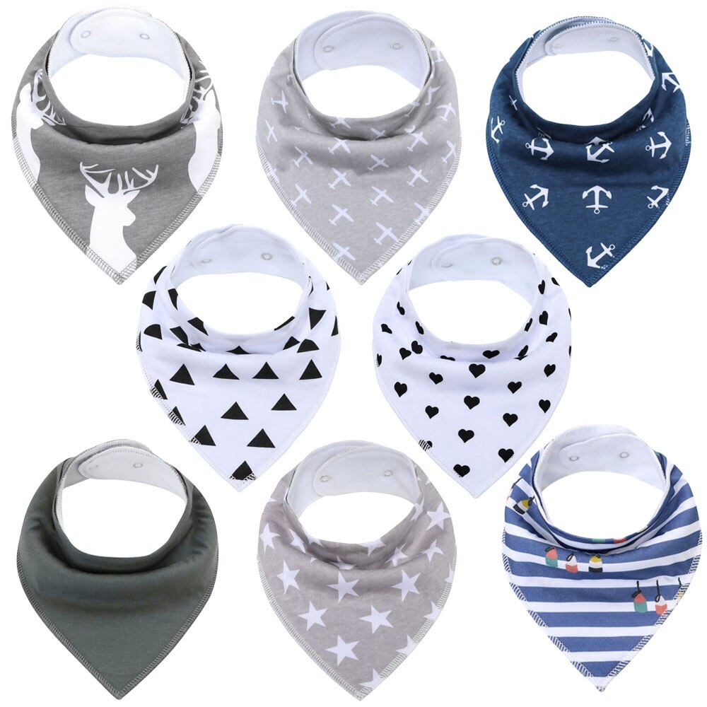 "I Eat Well" - 100% Organic Cotton Baby Bibs (set of 8)