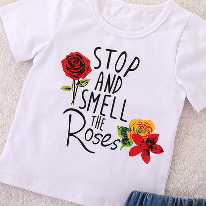 "Stop and Smell the Roses" - Cotton Tshirt and Shorts Set