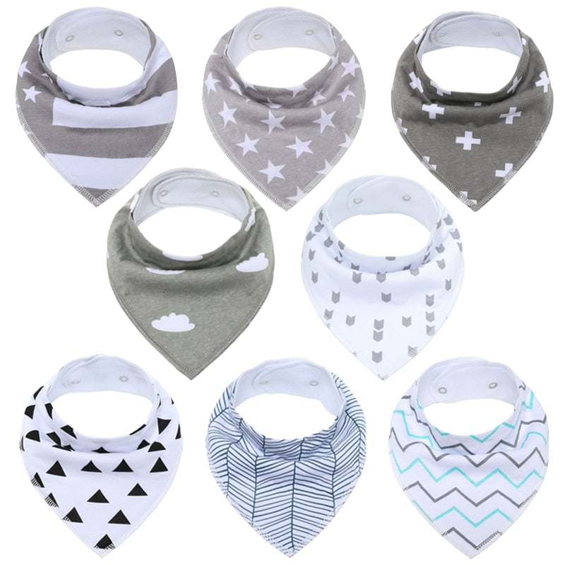 "I Eat Well" - 100% Organic Cotton Baby Bibs (set of 8)