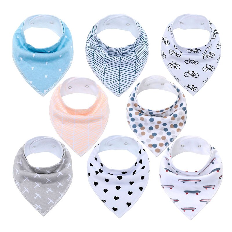 "I Eat Well" - 100% Organic Cotton Baby Bibs (set of 8)