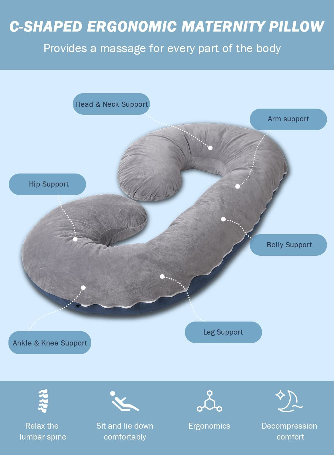 "I Deserve to Sleep Well" - Pregnancy Body Pillow (C-shape)