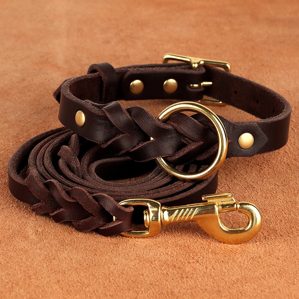 "I’m Fancy" - Pure Leather Dog Collar and Leash Set