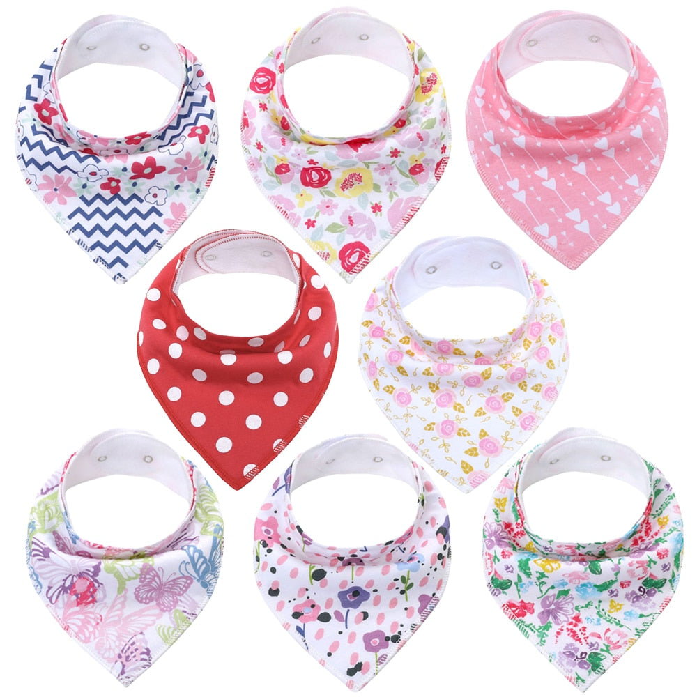 "I Eat Well" - 100% Organic Cotton Baby Bibs (set of 8)